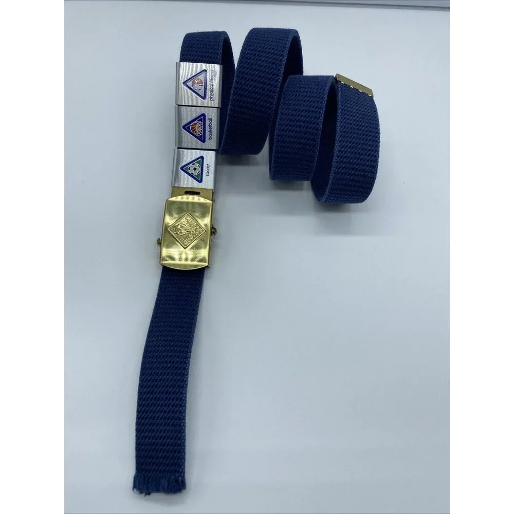 Cub Scouts Belt and Buckle with 3 Sports Fitness Slides Boys Blue Adjustable 38